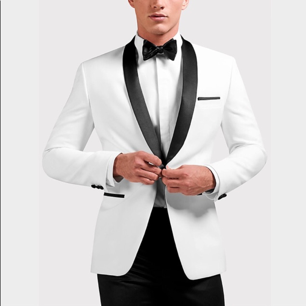 Egara White Slim Fit Dinner Jacket